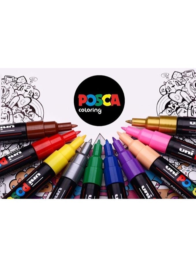 بوسكا قلم طلاء بوسكا PC-3M برأس دقيق 0.9–1.3 مم – 8 ألوان متنوعة - Image 5